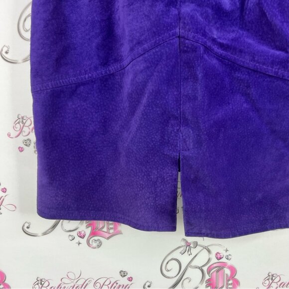 The boutique of leathers skirt leather Elegant royal Purple Midi Skirt - Picture 4 of 8